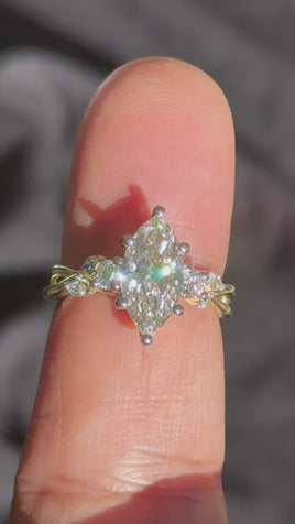 10K YELLOW GOLD 2.34 CARAT CERTIFIED LAB GROWN DIAMONDS MARQUISE RING