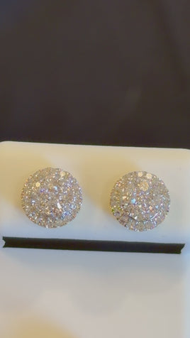 .79 CARAT CERTIFIED LAB GROWN DIAMONDS 8.5 MM STERLING SILVER GOLD PLATED STUDS EARRINGS