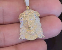 
              10K YELLOW GOLD .75 CARAT 1.50 INCHES NATURAL DIAMOND JESUS HEAD PENDANT CHARM
            