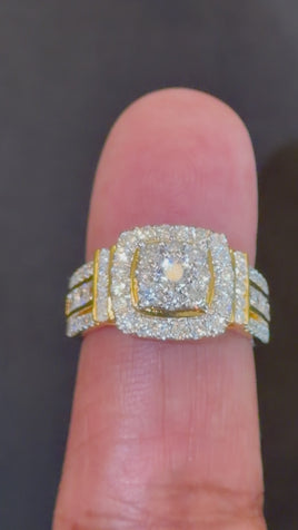 2 CARAT LAB GROWN DIAMONDS STERLING SILVER GOLD PLATED ENGAGEMENT WEDDING RING