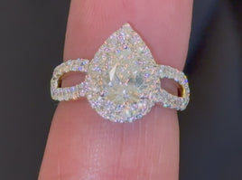 10K YELLOW GOLD 2.32 CARAT CERTIFIED LAB GROWN DIAMONDS PEAR RING