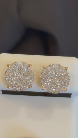 1.79 CARAT CERTIFED LAB GROWN DIAMONDS STERLING SILVER GOLD PLATED 11 MM STUDS EARRINGS