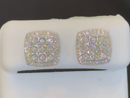.38 CARAT STERLING SILVER 11 MM CERTIFIED LAB GROWN DIAMONDS STUDS EARRINGS