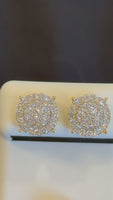 
              .95 CARAT CERTIFIED LAB GROWN DIAMONDS 11 MM STERLING SILVER GOLD PLATED STUDS EARRINGS
            