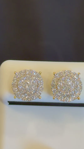.95 CARAT CERTIFIED LAB GROWN DIAMONDS 11 MM STERLING SILVER GOLD PLATED STUDS EARRINGS