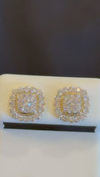 
              .95 CARAT CERTIFIED LAB GROWN DIAMONDS 10 MM STERLING SILVER GOLD PLATED STUDS EARRINGS
            