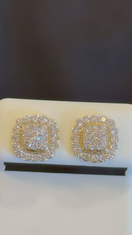 .95 CARAT CERTIFIED LAB GROWN DIAMONDS 10 MM STERLING SILVER GOLD PLATED STUDS EARRINGS
