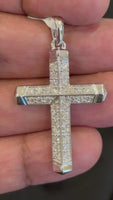 
              1.23 CARAT CERTIFIED LAB GROWN DIAMONDS STERLING SILVER RHODIUM PLATED 1.75 INCHES CROSS PENDANT
            