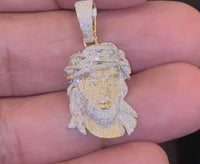 
              10K YELLOW GOLD .50 CARAT 1.25 INCHES NATURAL DIAMOND JESUS HEAD PENDANT CHARM
            