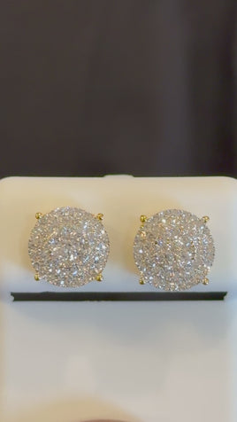 .81 CARAT CERTIFED LAB GROWN DIAMONDS STERLING SILVER GOLD PLATED 10 MM STUDS EARRINGS