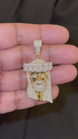 
              3.75 CARAT CERTIFIED LAB GROWN DIAMONDS STERLING SILVER GOLD PLATED 2.25 INCHES JESUS CROSS PENDANT
            