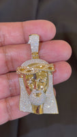
              2.48 CARAT LAB GROWN DIAMONDS STERLING SILVER GOLD PLATED 2.50 INCHES JESUS CROSS PENDANT
            