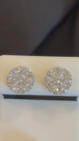1.87 CARAT CERTIFED LAB GROWN DIAMONDS STERLING SILVER GOLD PLATED 10 MM STUDS EARRINGS