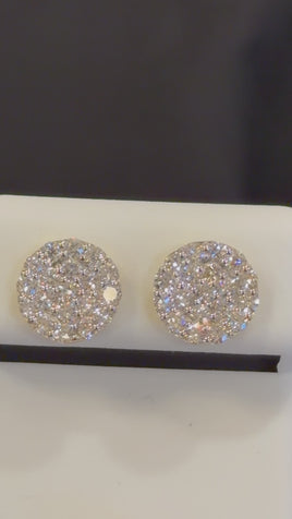 1.19 CARAT CERTIFIED LAB GROWN DIAMONDS 9 MM STERLING SILVER GOLD PLATED STUDS EARRINGS