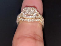 
              10K YELLOW GOLD 2 CARAT WOMEN DIAMOND ENGAGEMENT RING 2 WEDDING BANDS BRIDAL SET
            