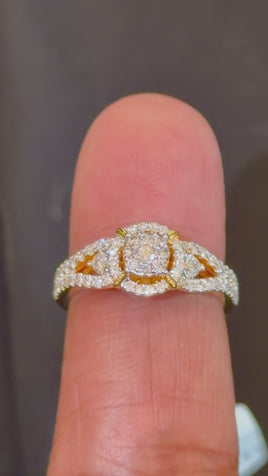 .65 CARAT LAB GROWN DIAMONDS STERLING SILVER GOLD PLATED ENGAGEMENT WEDDING RING
