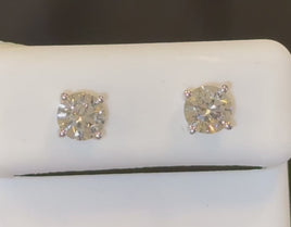 14K WHITE GOLD 1.47 CARAT CERTIFIED LAB GROWN DIAMONDS 6 MM STUDS EARRINGS