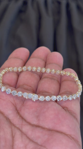 14K YELLOW GOLD 8.75 CARAT CERTIFIED LAB GROWN DIAMONDS 7 INCHES 4 MM BRACELET