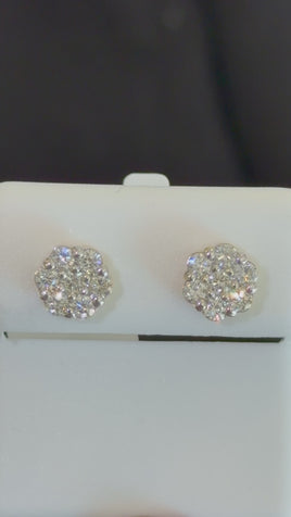 .75 CARAT CERTIFED LAB GROWN DIAMONDS STERLING SILVER GOLD PLATED 7 MM STUDS EARRINGS