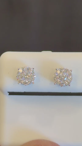 .64 CARAT CERTIFIED LAB GROWN DIAMONDS 7 MM STERLING SILVER RHODIUM PLATED STUDS EARRINGS