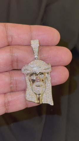 3.50 CARAT LAB GROWN DIAMONDS STERLING SILVER 2.25 INCHES JESUS CROSS PENDANT