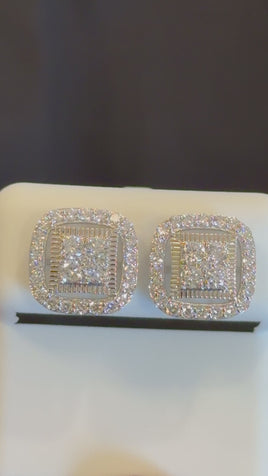 1.13 CARAT CERTIFED LAB GROWN DIAMONDS STERLING SILVER 12 MM STUDS EARRINGS