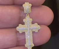 
              10K YELLOW GOLD .50 CARAT 1.40 INCHES NATURAL DIAMOND CROSS PENDANT CHARM
            