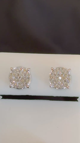 .35 CARAT NATURAL DIAMONDS STERLING SILVER 7.5 MM EARRINGS STUDS