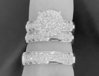 
              10K WHITE GOLD 1 CARAT MEN WOMEN NATURAL DIAMOND TRIO ENGAGEMENT WEDDING RING BAND SET
            