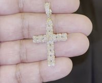 
              10K YELLOW GOLD 2.50 CARAT 1.75 INCHES REAL DIAMOND MEN CROSS PENDANT CHARM CROSS
            
