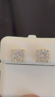 
              .53 CARAT CERTIFED LAB GROWN DIAMONDS STERLING SILVER GOLD PLATED 8 MM STUDS EARRINGS
            