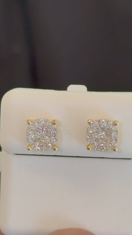 .53 CARAT CERTIFED LAB GROWN DIAMONDS STERLING SILVER GOLD PLATED 8 MM STUDS EARRINGS