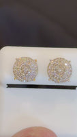 
              .70 CARAT NATURAL DIAMONDS STERLING SILVER GOLD PLATED 9 MM EARRINGS STUDS
            