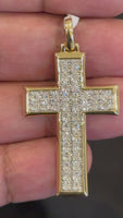 
              .52 CARAT CERTIFIED LAB GROWN DIAMONDS STERLING SILVER GOLD PLATED 1.75 INCHES CROSS PENDANT
            