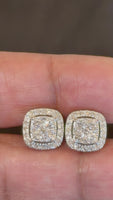 
              1.22 CARAT CERTIFIED LAB GROWN DIAMONDS 12 MM STERLING SILVER GOLD PLATED STUDS EARRINGS
            