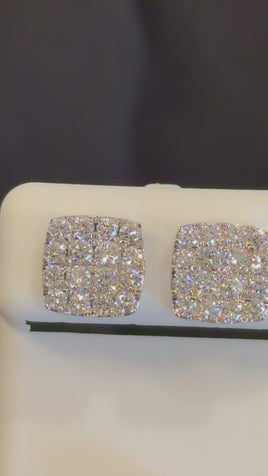 1.54 CARAT CERTIFIED LAB GROWN DIAMONDS 10 MM STERLING SILVER RHODIUM PLATED STUDS EARRINGS