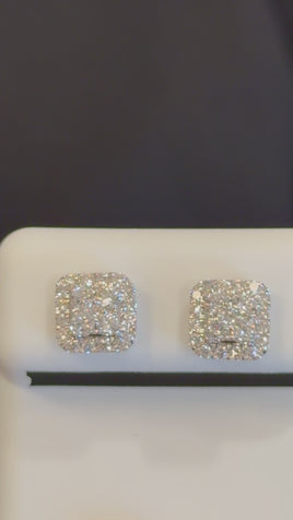 .77 CARAT CERTIFIED LAB GROWN DIAMONDS 8 MM STERLING SILVER RHODIUM PLATED STUDS EARRINGS
