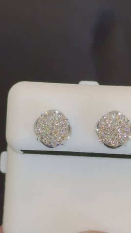 .35 CARAT NATURAL DIAMONDS STERLING SILVER 8 MM EARRINGS STUDS