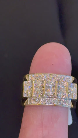 10K YELLOW GOLD 2.25 CARAT NATURAL DIAMOND ENGAGEMENT RING WEDDING PINKY BAND