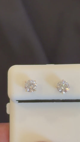14K YELLOW GOLD 1 CARAT CERTIFIED LAB GROWN DIAMONDS 5 MM SOLITAIRE STUDS EARRINGS