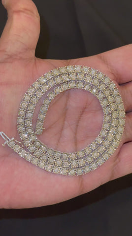 2.50 CARAT NATURAL DIAMOND STERLING SILVER 20 INCHES 4 MM 31 GRAM FANUC TENNIS CHAIN NECKLACE