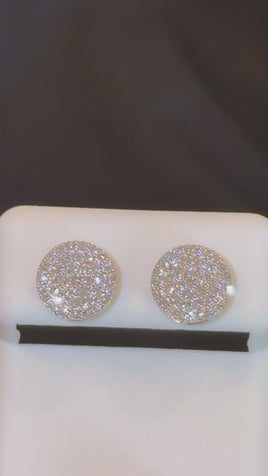 .54 CARAT CERTIFIED LAB GROWN DIAMONDS 9 MM STERLING SILVER GOLD PLATED STUDS EARRINGS