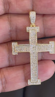 
              10K YELLOW GOLD 2.25 CARAT 2 INCH REAL DIAMOND MEN CROSS PENDANT CHARM CROSS
            