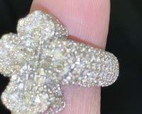 
              10K SOLID WHITE GOLD 3.75 CARAT REAL DIAMOND CROSS ENGAGEMENT RING WEDDING PINKY BAND
            