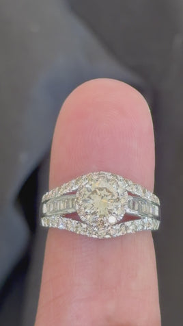 10K WHITE GOLD 2 CARAT NATURAL DIAMOND CENTER .60 CARAT ENGAGEMENT RING WEDDING RING BRIDAL
