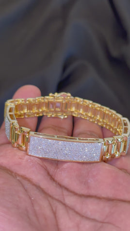 3.20 CARAT CERTIFEID LAB GROWN DIAMONDS STERLING SILVER GOLD PLATED 8 INCHES 11 MM BRACELET