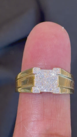 10K YELLOW GOLD .20 CARAT NATURAL DIAMOND MEN RING