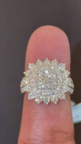 3 CARAT LAB GROWN DIAMONDS STERLING SILVER GOLD PLATED ENGAGEMENT WEDDING RING