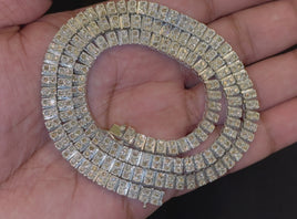 6 CARAT NATURAL DIAMONDS STERLING SILVER 47.60 GRAMS 22 INCHES 5 MM TENNIS CHAIN NECKLACE