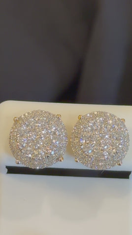 1.27 CARAT CERTIFED LAB GROWN DIAMONDS STERLING SILVER GOLD PLATED 12 MM STUDS EARRINGS